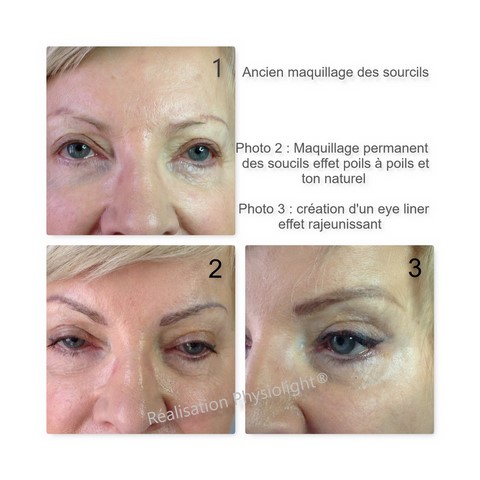 reprise d'un maquillage permanent, création d'un eye-liner effet rajeunissant